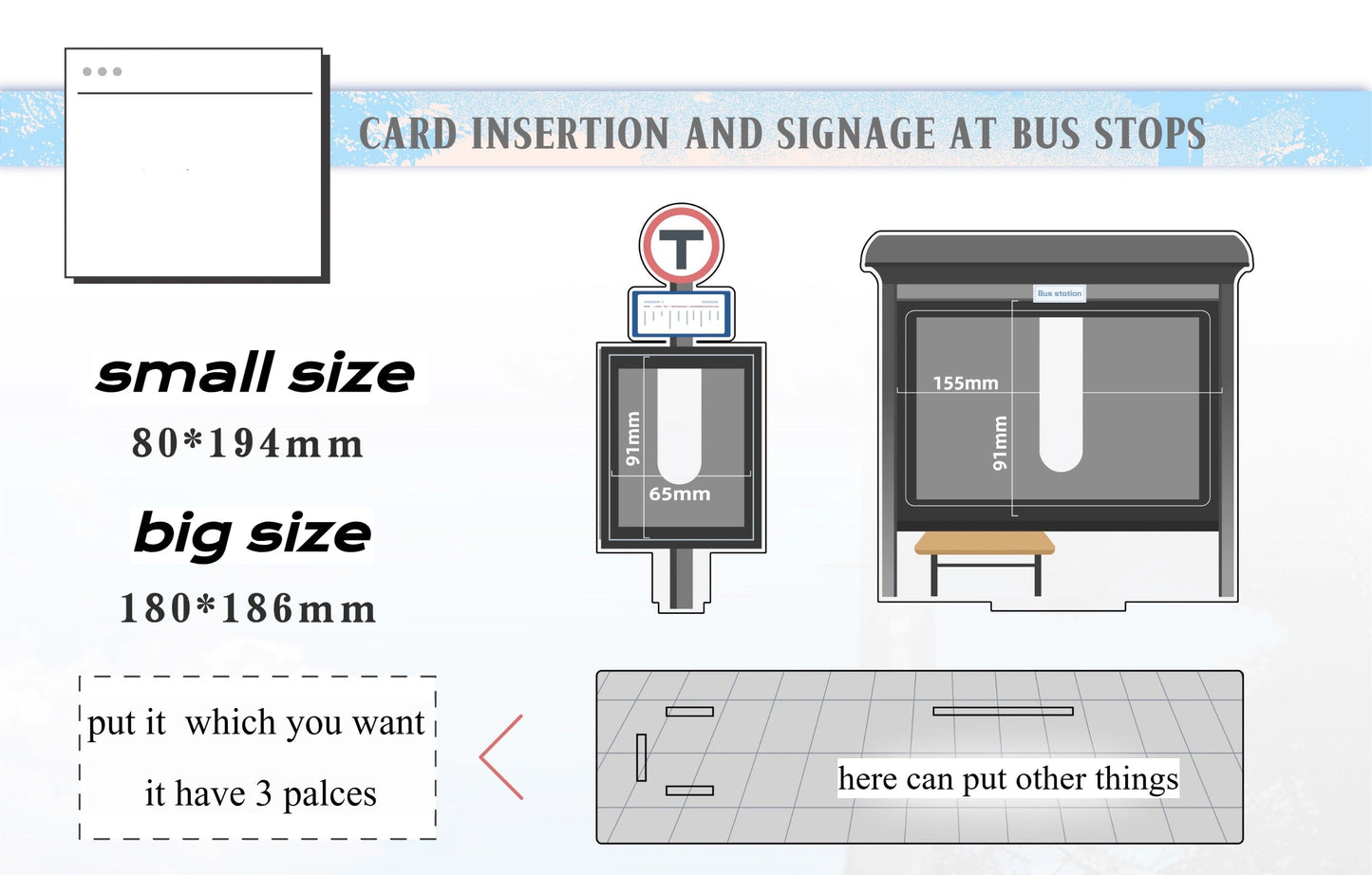 Bus Stop 5 inches & 6 inches postcard ornaments Station acrylic stand